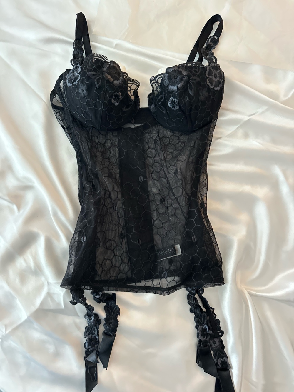 La Perla Black Lace Bustier with garters- Women’s Intimates